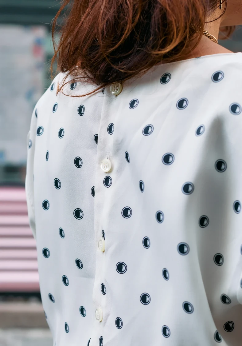 Robe vintage blanche à pois  80´s