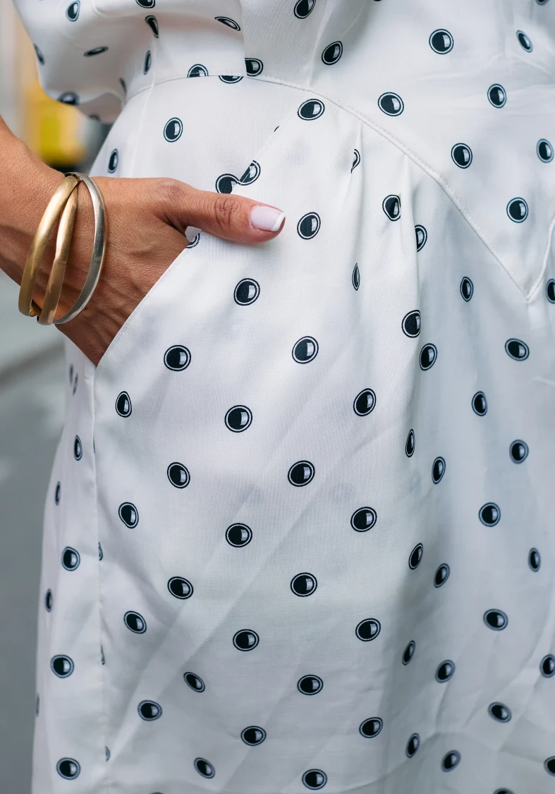 Robe vintage blanche à pois  80´s