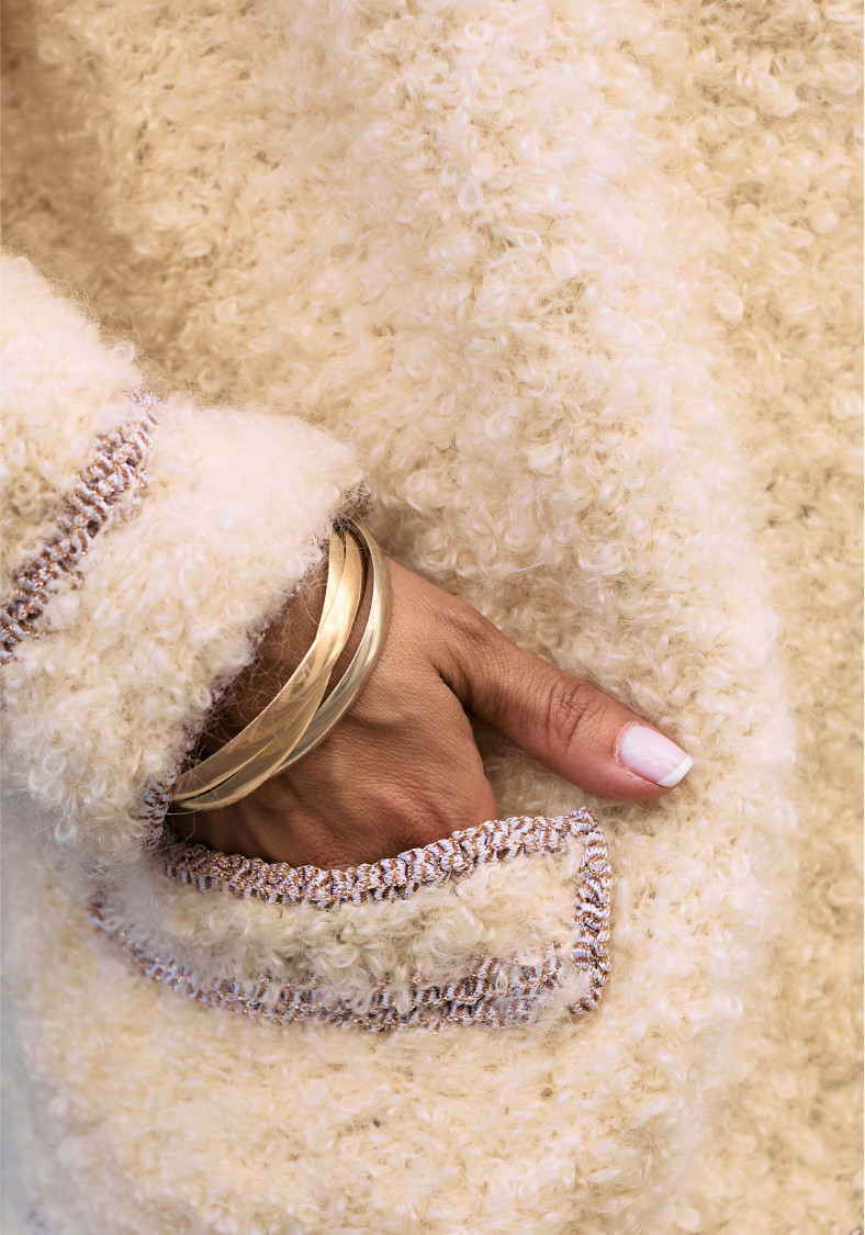 Cardigan  Vintage en Laine Bouclette Écrue