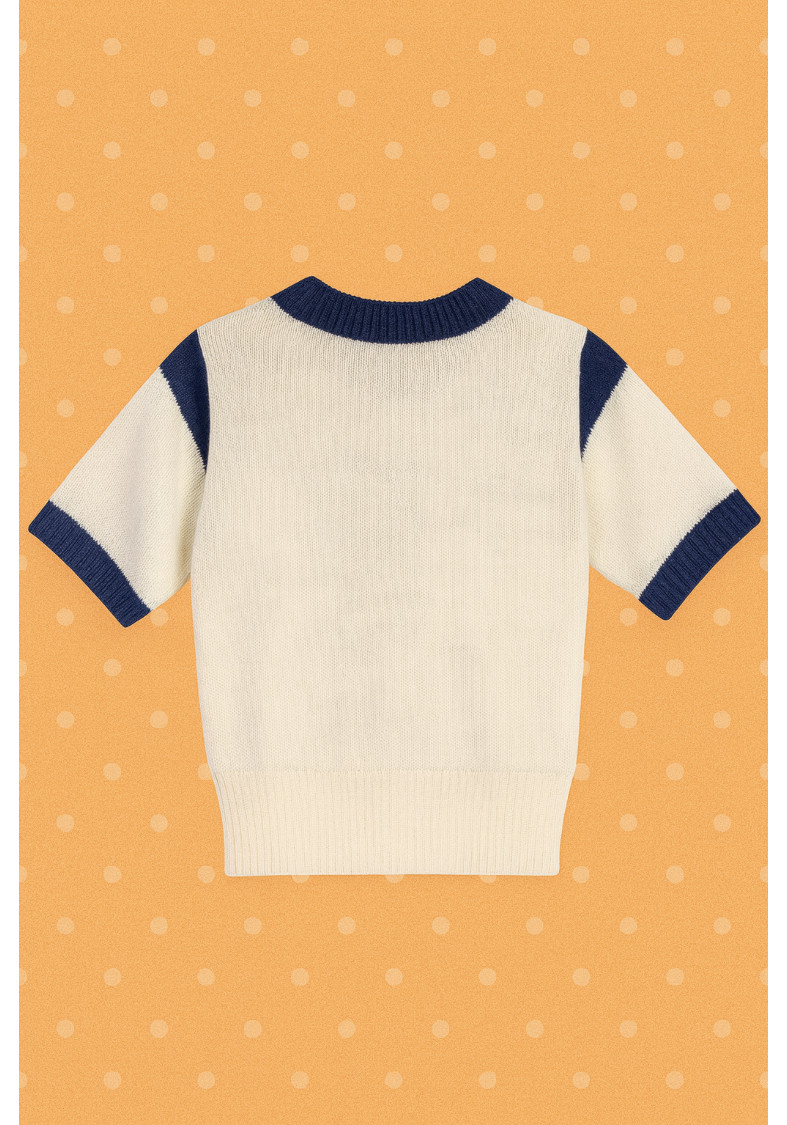 Pull chien crème et Marine 2-3 ans