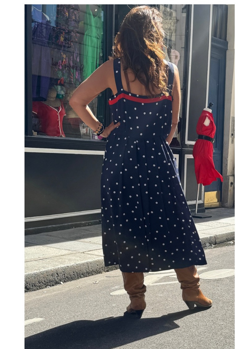 Ensemble  Marine à Pois Blancs – Robe & Veste T40 Fink Modell