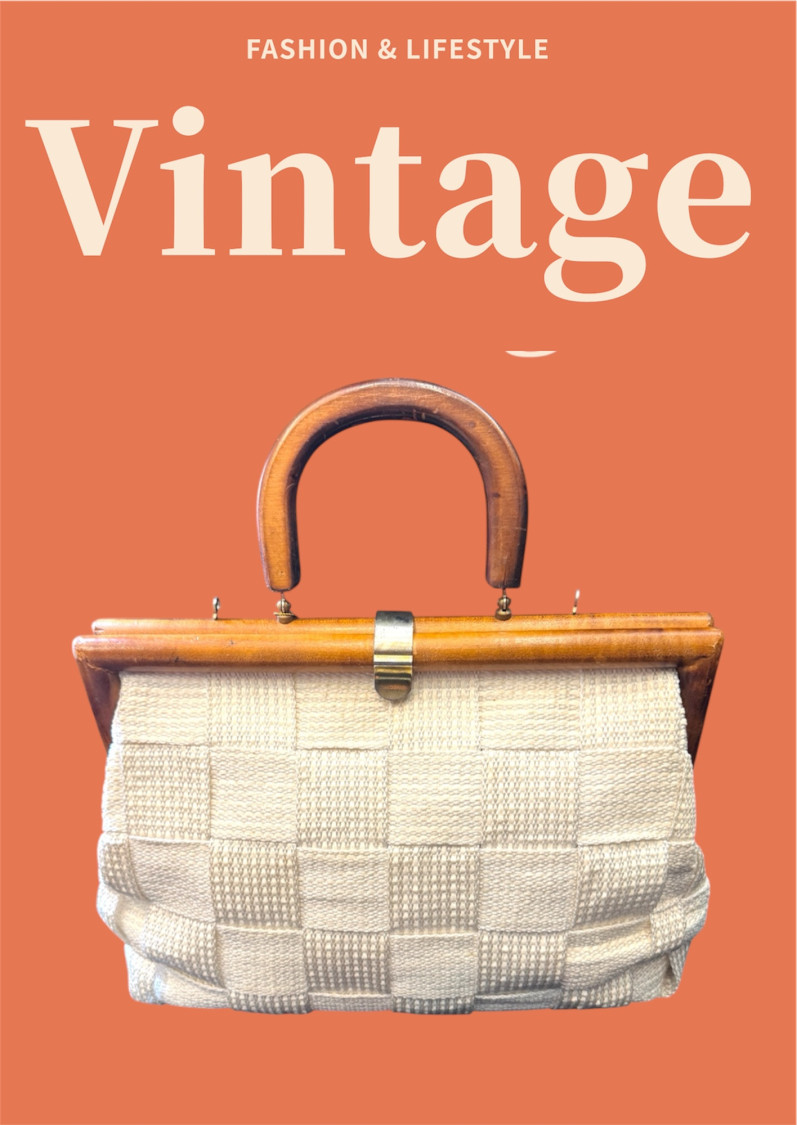 Sac crème toile tressée 70’s