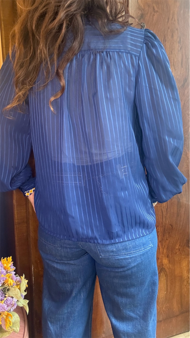 Chemisier  bleu  70’s T38/40