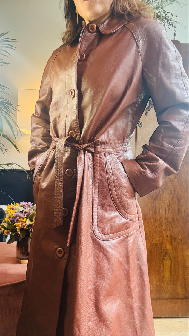 Trench cuir marron T 40