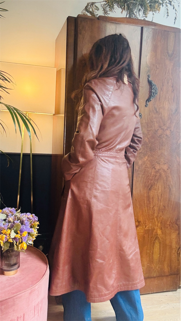 Trench cuir marron T 40