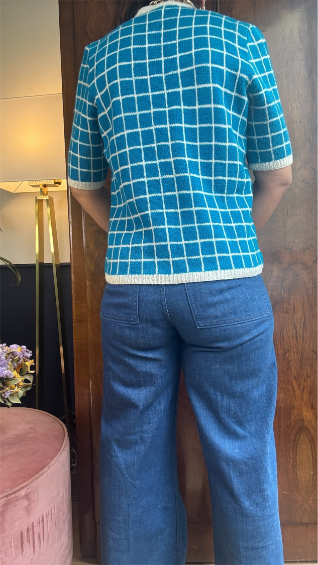 Gilet carreaux turquoise T38/40