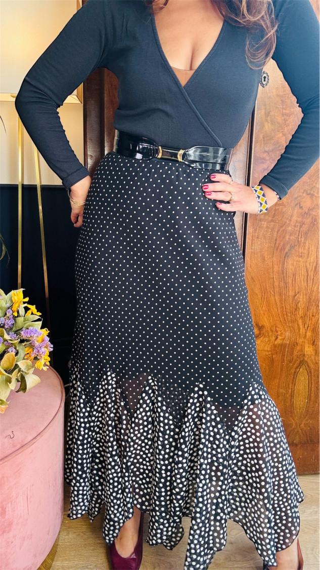 Jupe longue vintage à pois  T40