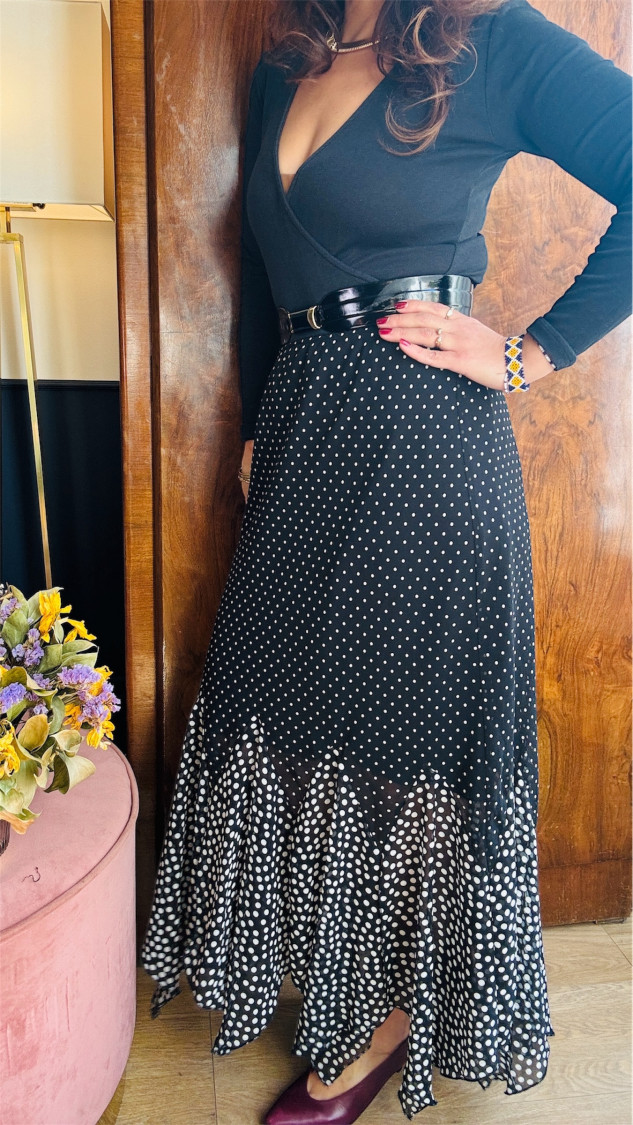 Jupe longue vintage à pois  T40