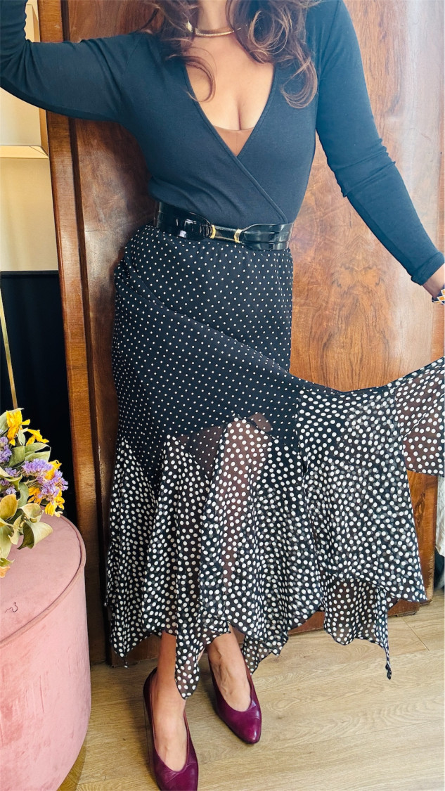 Jupe longue vintage à pois  T40