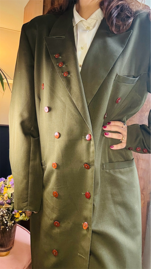 Veste longue croisée kaki T40