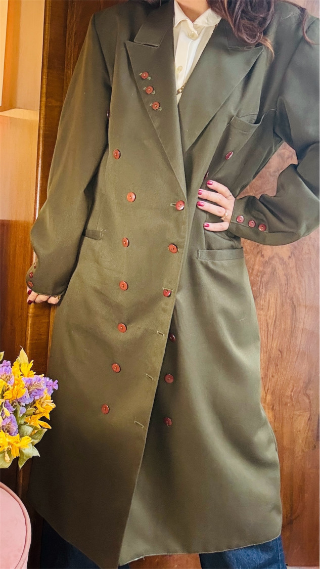 Veste longue croisée kaki T40
