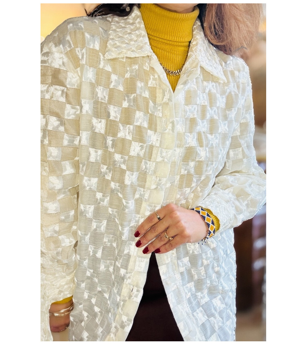 Chemisier crème voile texturé T38/40