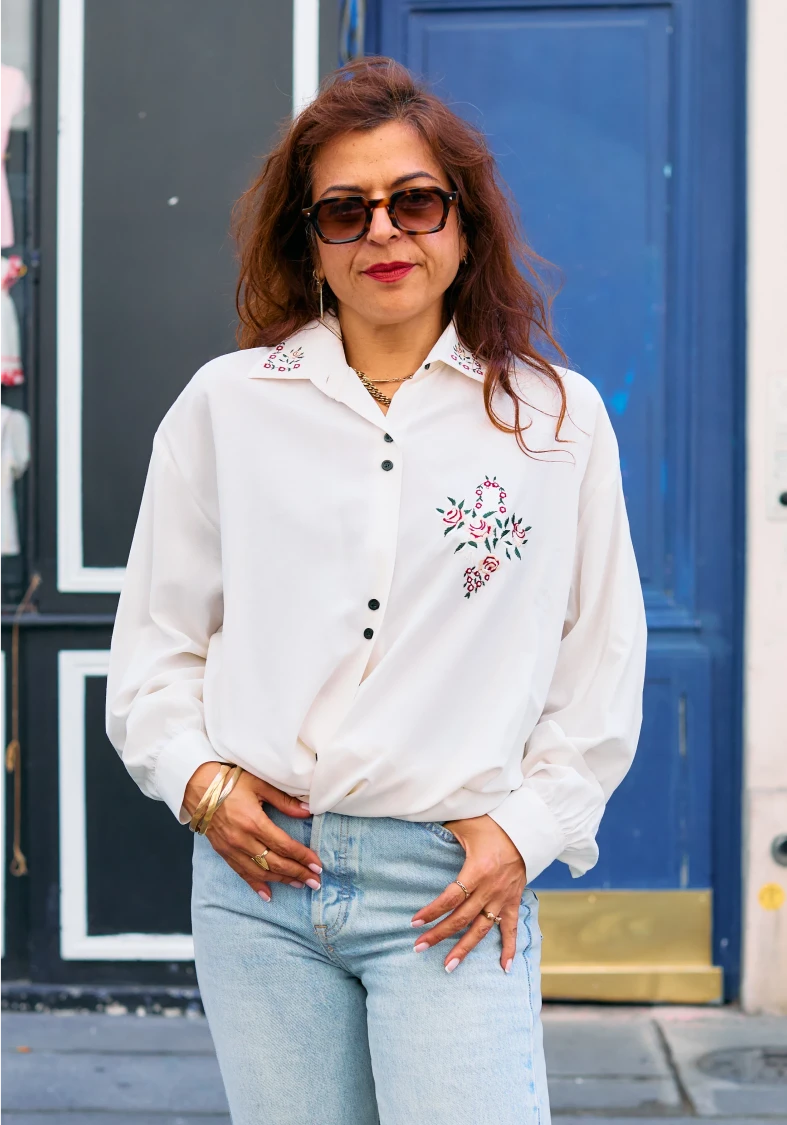 Chemisier broderies fleuries T40-42